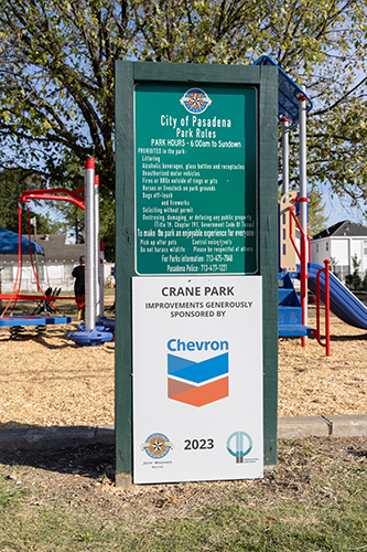 Crane park sign