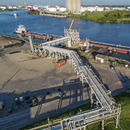 Ship loading at the dock, Pasadena Refinery