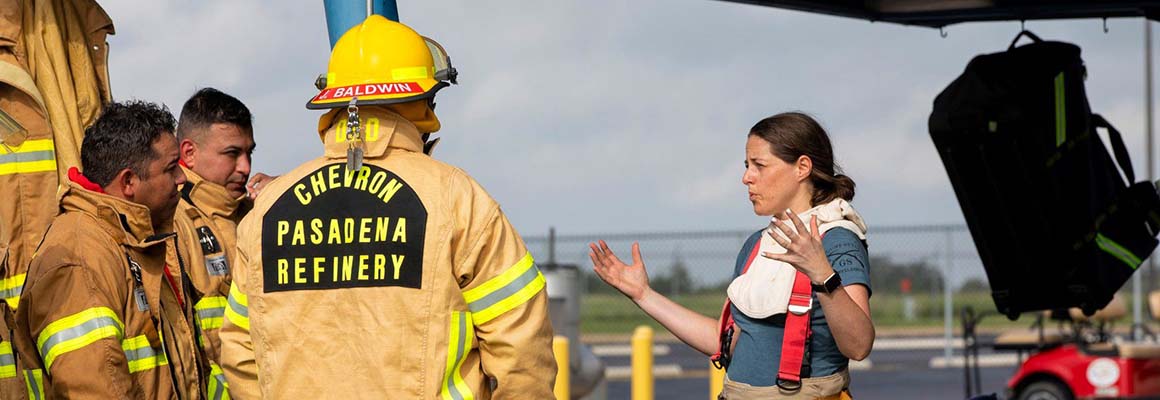 Firefighters talking